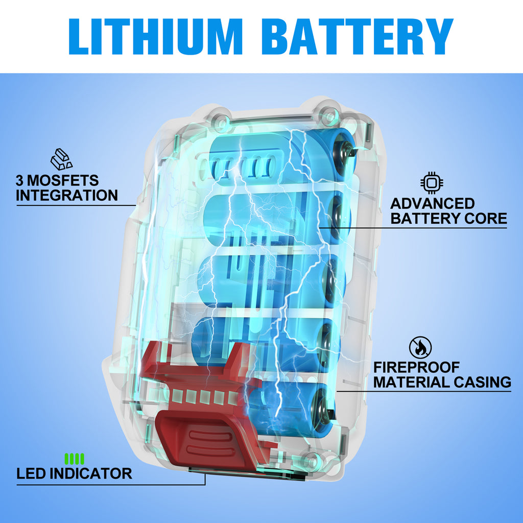 LURSKY High-Efficiency 2.0Ah 21V Lithium-Ion Battery for Extended Runtime