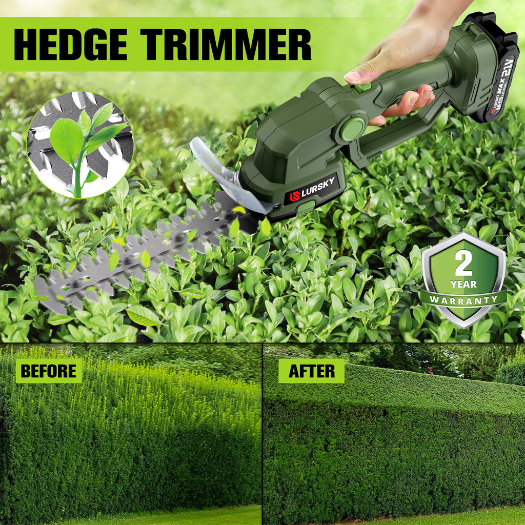 LURSKY-Cordless Hedge Trimmer 21V in Green